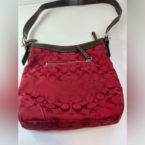 Coach Red Jacquard Crossbody w/Brown Leather Strap w/COA - Picture 10 of 10